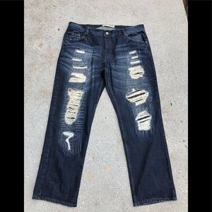 Akademiks Jeanius Distressed Blue Size 40x40